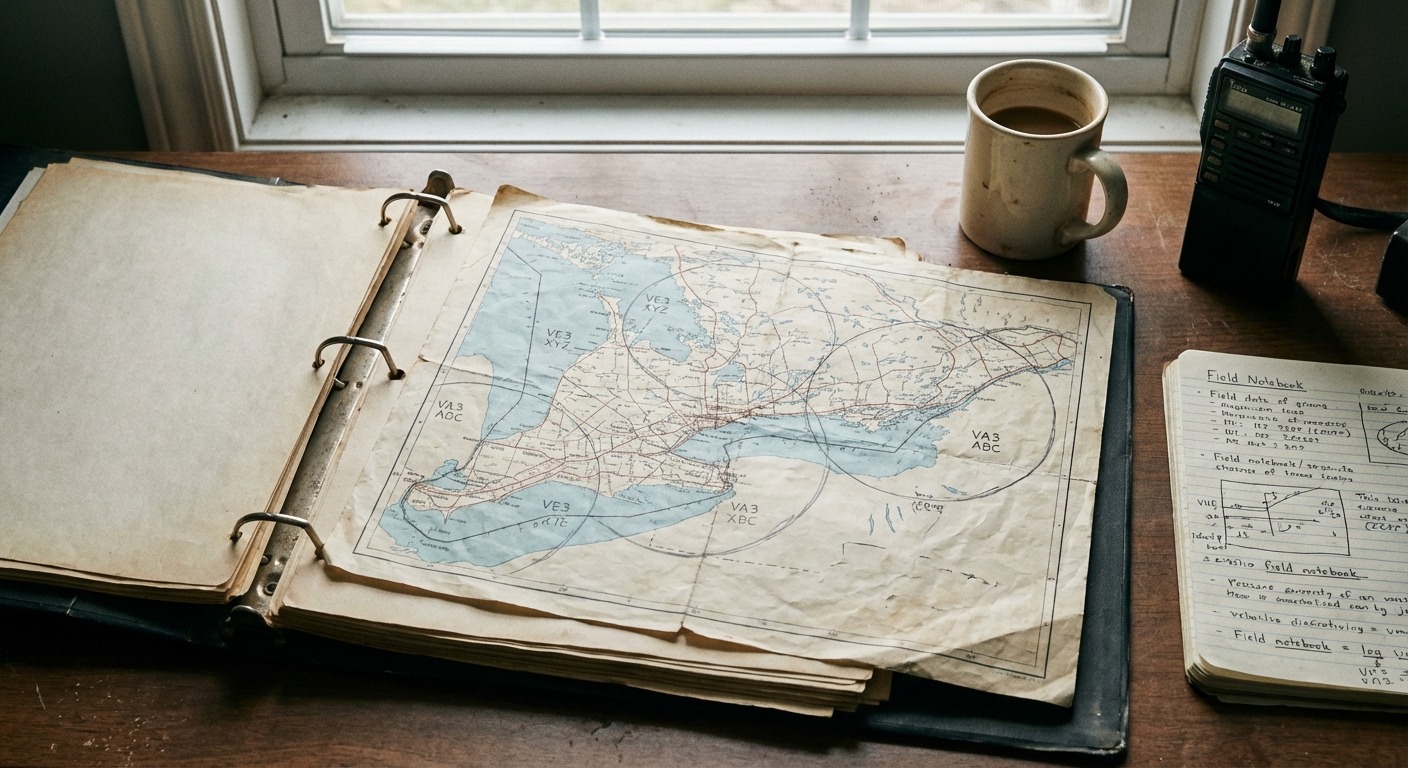A topographic map of the Greater Toronto Area with marked node sites from Acton west to Oshawa east, hand-annotated with frequencies.